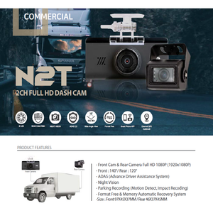Gnet N2T Commercial Vehicle Front & Rear Dash Cam